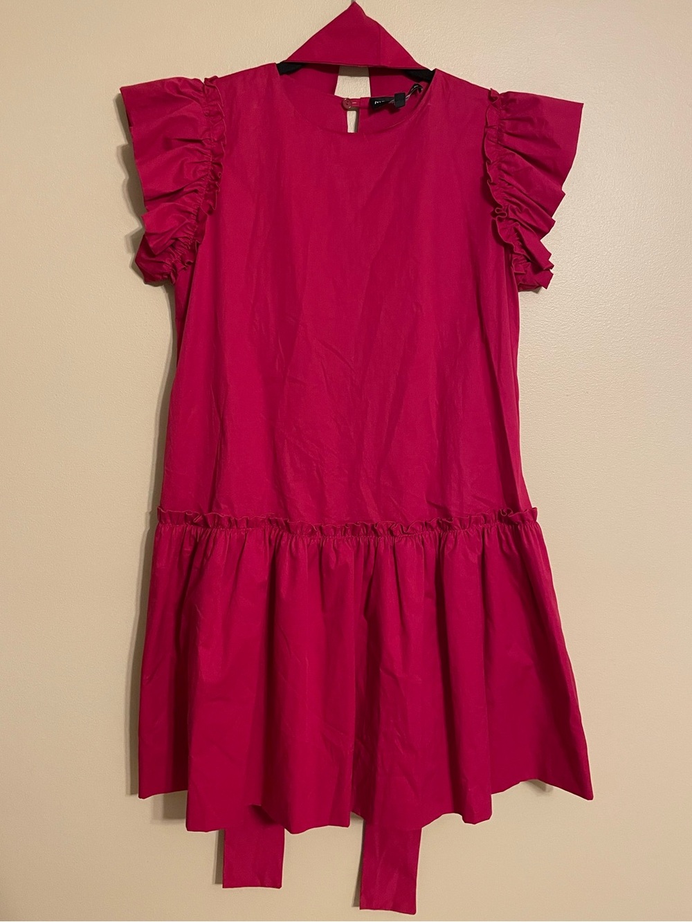 MONICA NERA mini ruffle tiered dress size medium cotton made in Poland